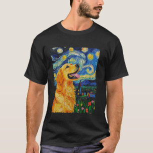 Van Gogh Sternennacht Golden Retriever T-Shirt