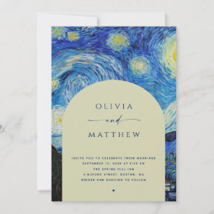 Van Gogh Sternennacht Hochzeitskunst   Bogen + QR- Einladung