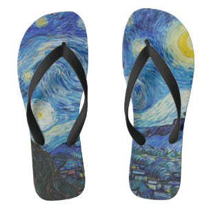 Van Gogh Sternennacht. Impressionismus Vintage-Kun Flip Flops