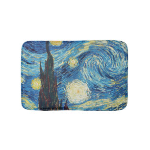 Van Gogh Sternennacht Vintage Blau Meisterwerk Badematte