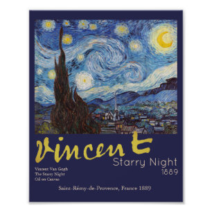 Van Gogh Sternennacht Vintage Blau Meisterwerk Fotodruck