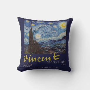Van Gogh Sternennacht Vintage Blau Meisterwerk Kissen