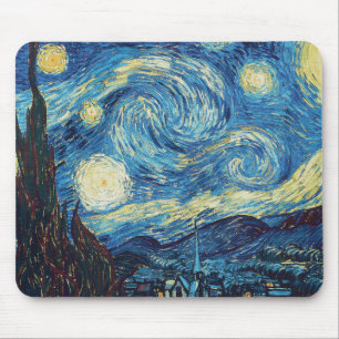 Van Gogh Sternennacht Vintage Blau Meisterwerk Mousepad