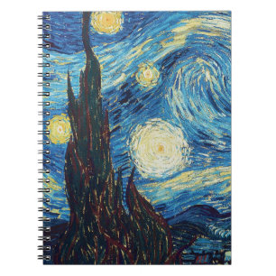 Van Gogh Sternennacht Vintage Blau Meisterwerk Notizblock