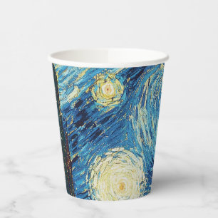 Van Gogh Sternennacht Vintage Blau Meisterwerk Pappbecher