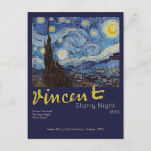 Van Gogh Sternennacht Vintage Blau Meisterwerk Postkarte
