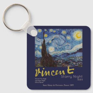 Van Gogh Sternennacht Vintage Blau Meisterwerk Schlüsselanhänger