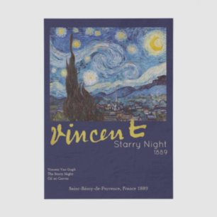 Van Gogh Sternennacht Vintage Blau Meisterwerk Seidenpapier