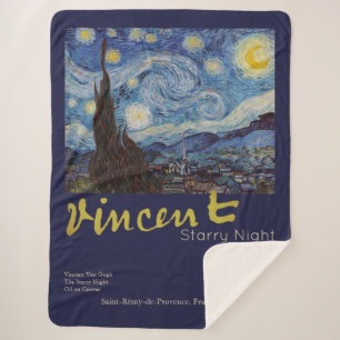 Van Gogh Sternennacht Vintage Blau Meisterwerk Sherpadecke