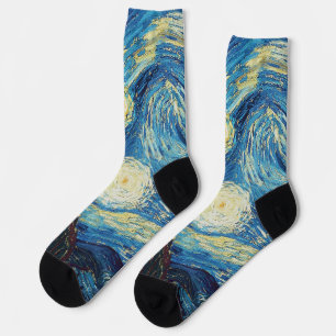 Van Gogh Sternennacht Vintage Blau Meisterwerk Socken