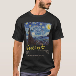 Van Gogh Sternennacht Vintage Blau Meisterwerk T-Shirt