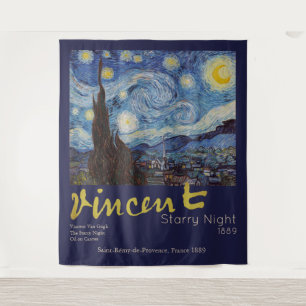 Van Gogh Sternennacht Vintage Blau Meisterwerk Wandteppich