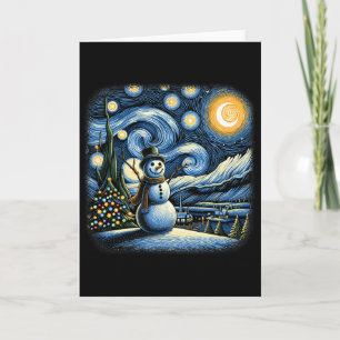 Van Gogh Sternennacht Weihnachten Schneemann Winte Karte