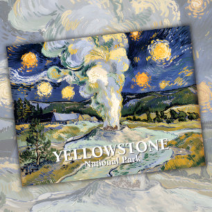 Van Gogh Sternennacht Yellowstone Old Faithful Kun Postkarte