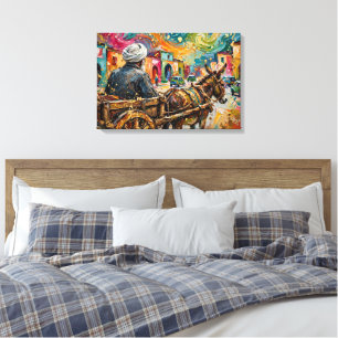 Van Gogh Stil Eselskarren Marokkanische Straße Imp Leinwanddruck