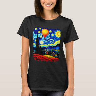 Van-Gogh-Stil Heißluftballon Sternennacht T-Shirt