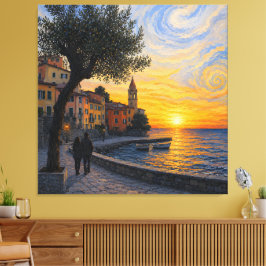 Van Gogh Stil Ligurischer Sonnenuntergang – Spannl Leinwanddruck