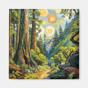 Van Gogh Stil Redwood National Park Wanderweg Magnet