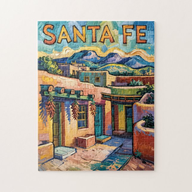 Van Gogh Stil Santa Fe Reise Kunst mit Adobe-Haus Puzzle (Vertikal)