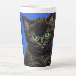Van Gogh Stil Schwarzes Kätzchen Milchtasse