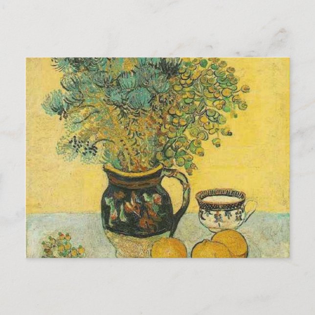 van gogh still life majolica mit Wildblumen Postkarte (Vorderseite)