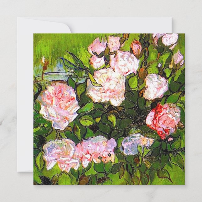 Van Gogh Still Life mit rosa Roses Einladung (Vorderseite)