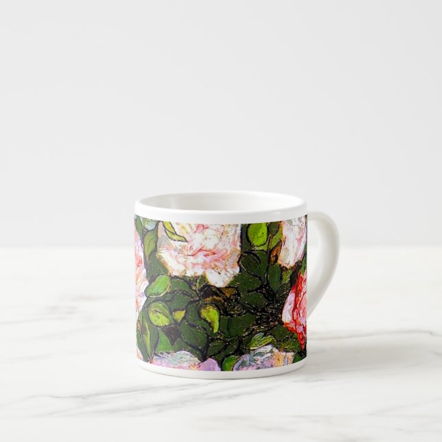 Van Gogh Still Life mit rosa Roses Espressotasse (Vorderseite Rechts)