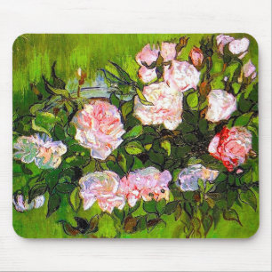 Van Gogh Still Life mit rosa Roses Mousepad