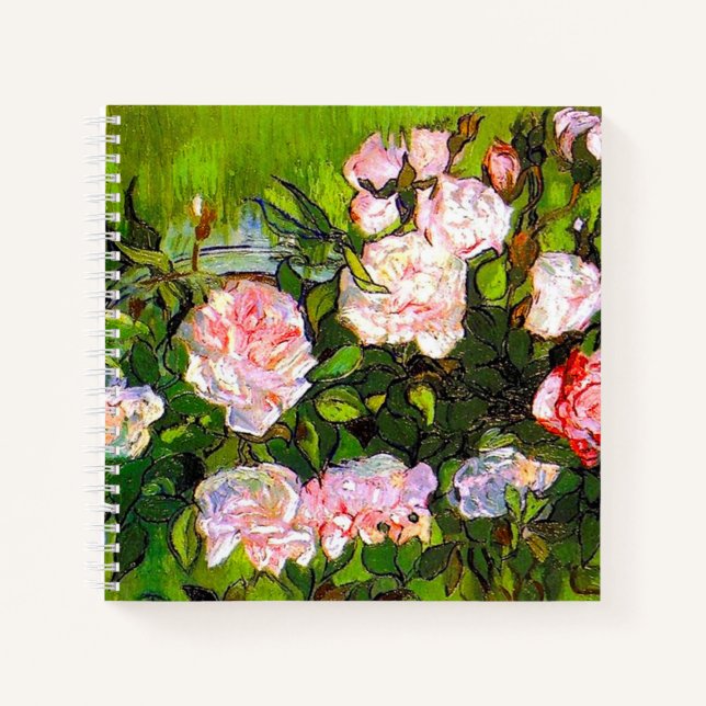 Van Gogh Still Life mit rosa Roses Notizbuch (Vorderseite)