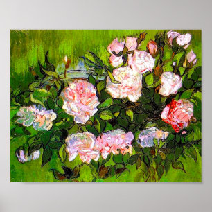 Van Gogh Still Life mit rosa Roses Poster