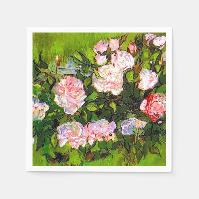 Van Gogh Still Life mit rosa Roses Serviette (Vorderseite)