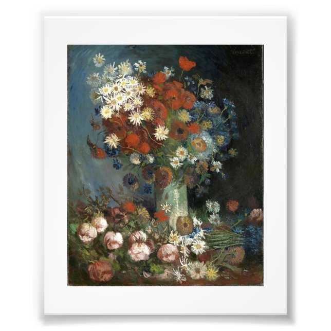Van Gogh Still Life mit Wiese-Blume und Rose Fotodruck (Vorne)