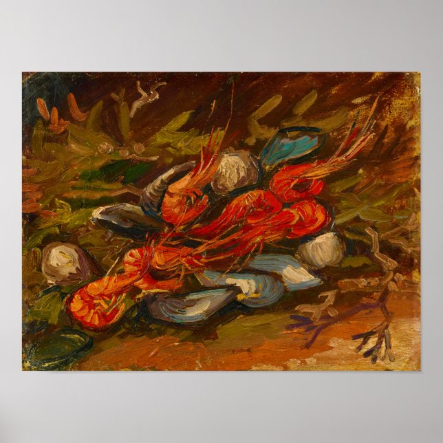 Van Gogh Still Life Prawns and Other Mussels  Poster (Vorne)
