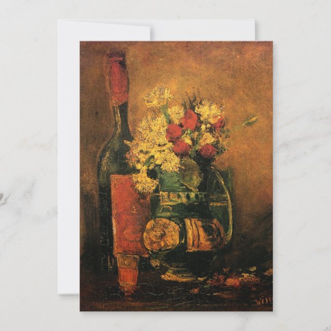 Van Gogh Still Life Wein und Blume Hochzeit Einladung (Vorderseite)