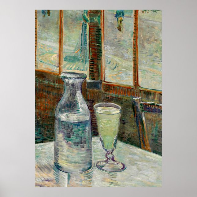 Van Gogh - Stillleben Glas von Absinthe und Carafe Poster (Vorne)