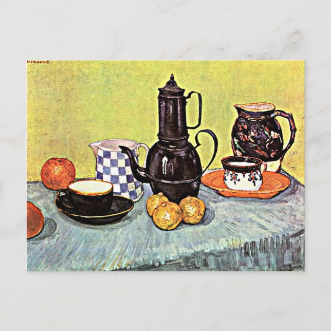 Van Gogh - Stillleben mit blauem Email-Coffeepot Postkarte (Vorderseite)