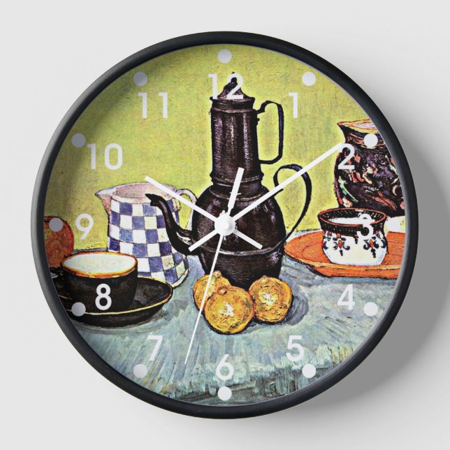 Van Gogh: Stillleben mit blauem Email-Coffeepot Uhr (Vorderseite)