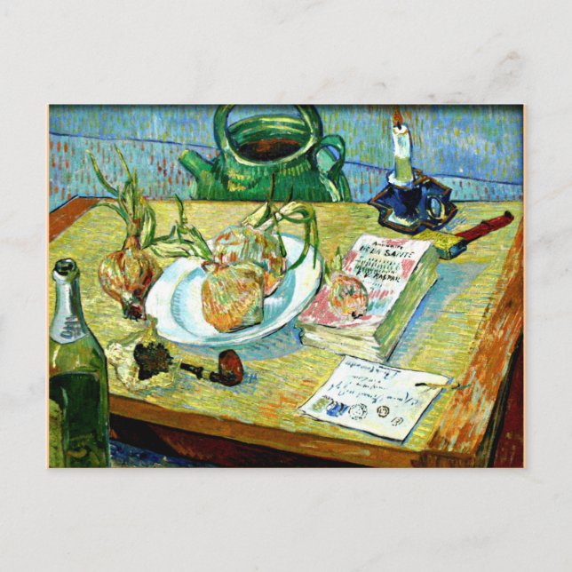 Van Gogh - Stillleben mit einem Zwiebelplatz Postkarte (Vorderseite)