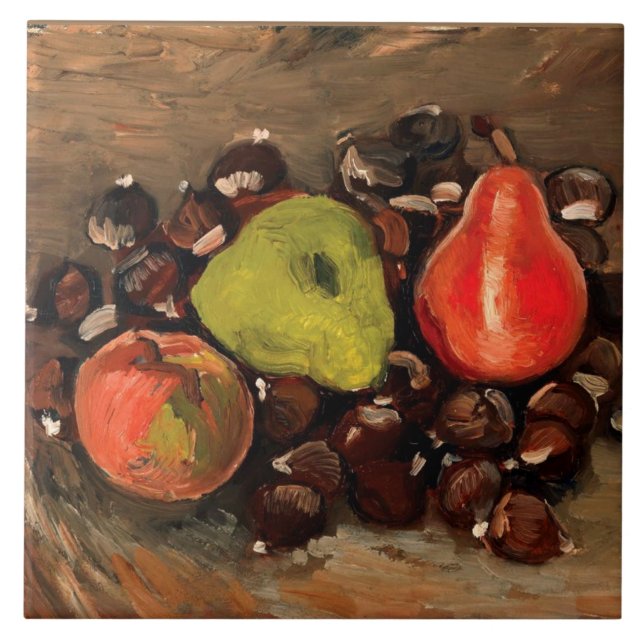 Van Gogh - Stillleben mit Früchten und Kastanien Fliese (Vorderseite)