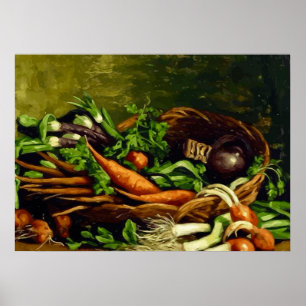 Van Gogh Stillleben mit Korb voller Gemüse Poster