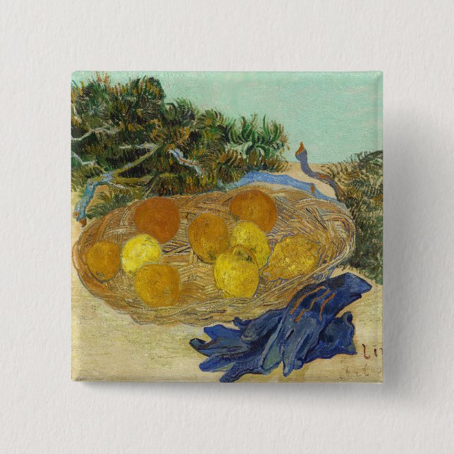 Van Gogh Stillleben mit Orangen, Zitronen und blau Button (Vorderseite)