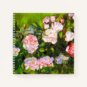 Van Gogh Stillleben mit rosa Rosen Notizbuch
