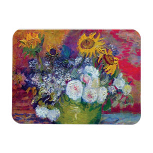 Van Gogh - Stillleben mit Rose und Sonnenblumen Magnet