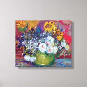 Van Gogh - Stillleben mit Rosen und Sonnenblumen Leinwanddruck