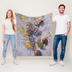 Van Gogh Stillleben mit Trauben und Äpfeln Kunstpr Fleecedecke