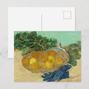 Van Gogh Stillleben Orangen Zitronen Blaue Handsch Postkarte