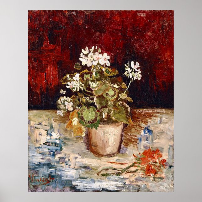 Van Gogh Stillleben Topf mit Geranien  Poster (Vorne)