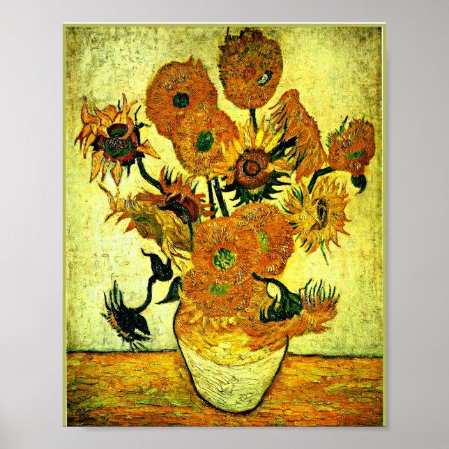 Van Gogh - Stillleben Vase mit 14 Sonnenblumen Poster (Vorne)