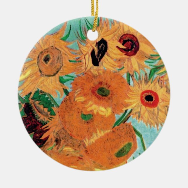 Van Gogh - Stillleben Vase mit zwölf Sonnenblumen Keramik Ornament (Vorne)