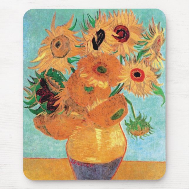 Van Gogh - Stillleben Vase mit zwölf Sonnenblumen Mousepad (Vorne)